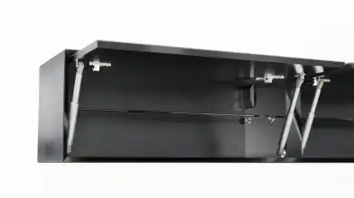 Шкаф навесной двухдверный горизонтальный Glass, цвет Черный + Серый фото - 4 - превью